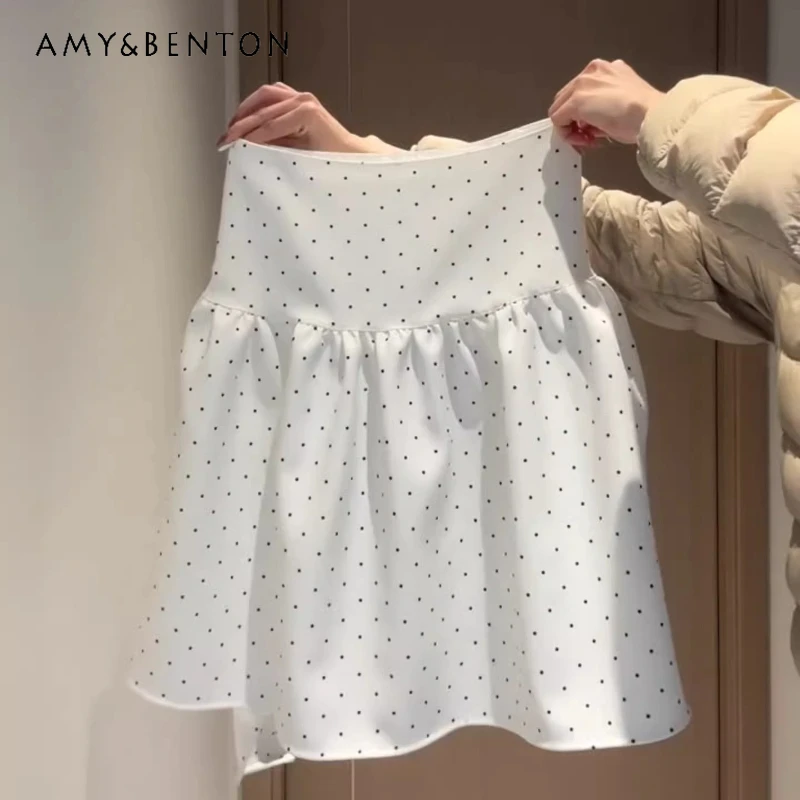 

Korean Design Sweet Wind Polka Dot Women's Skirt 2026 Spring Summer Loose High Waist Thin Casual Versatile A-line Skirts Ladies