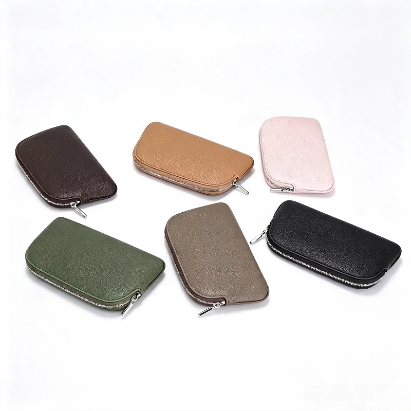 Genuine Leather Long Zipper Clutch Purse Multi‑Card Slots Large Capacity Phone Pouch Card Organizer Wallet for Women & Men