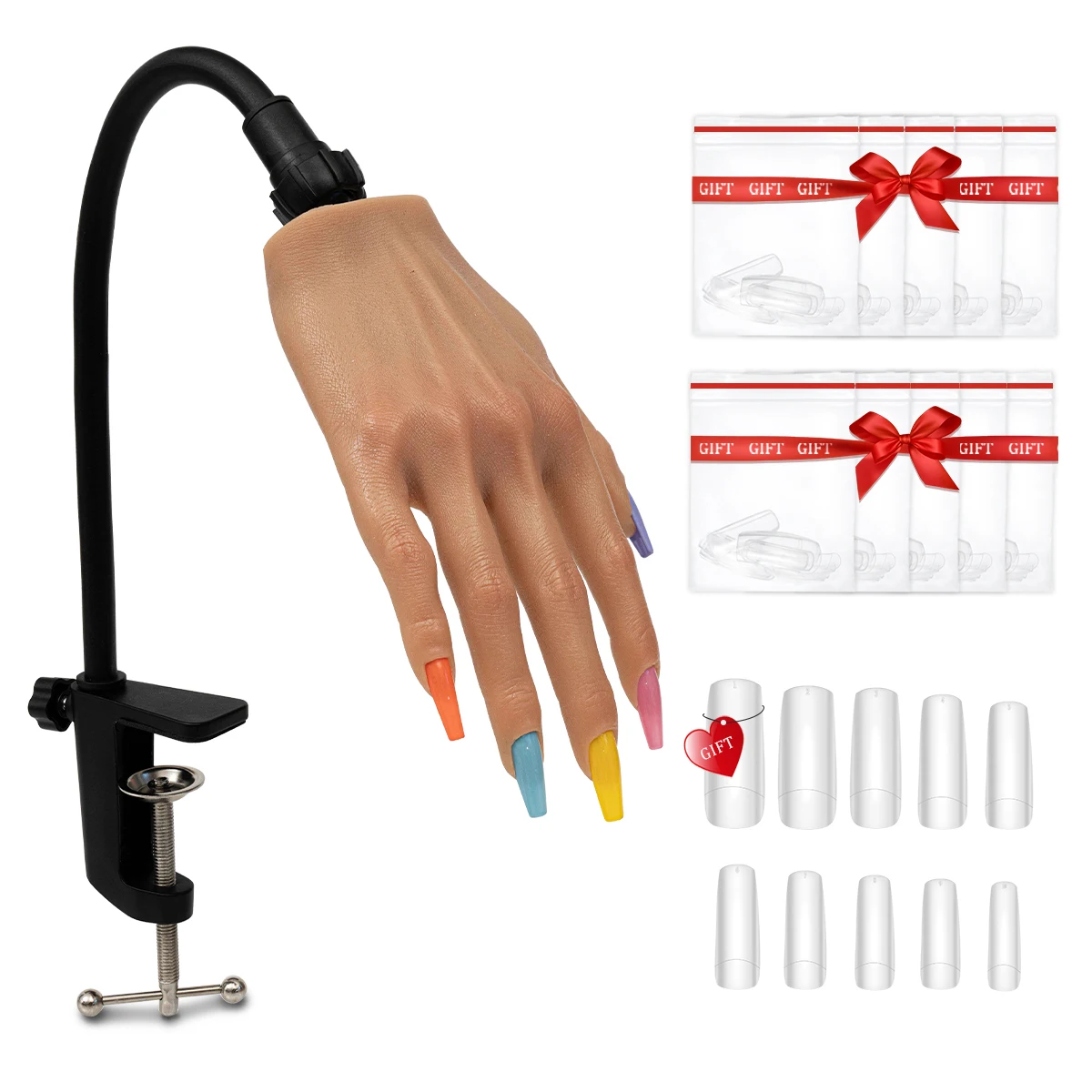 1pc Nail Practice Hand For Acrylic Nails, Silicone Hand Drawing Mannequin Hands With Stand Bracket, Bendable Make-up Nail Traini