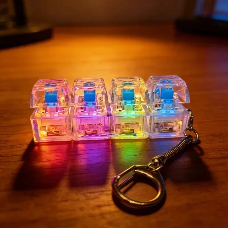 -Clickable Keyboard Keychain LED Light - Stress Anxiety Relief Fidget Toy, Portable Desktop Accessory for Office Decoration Gift view 5