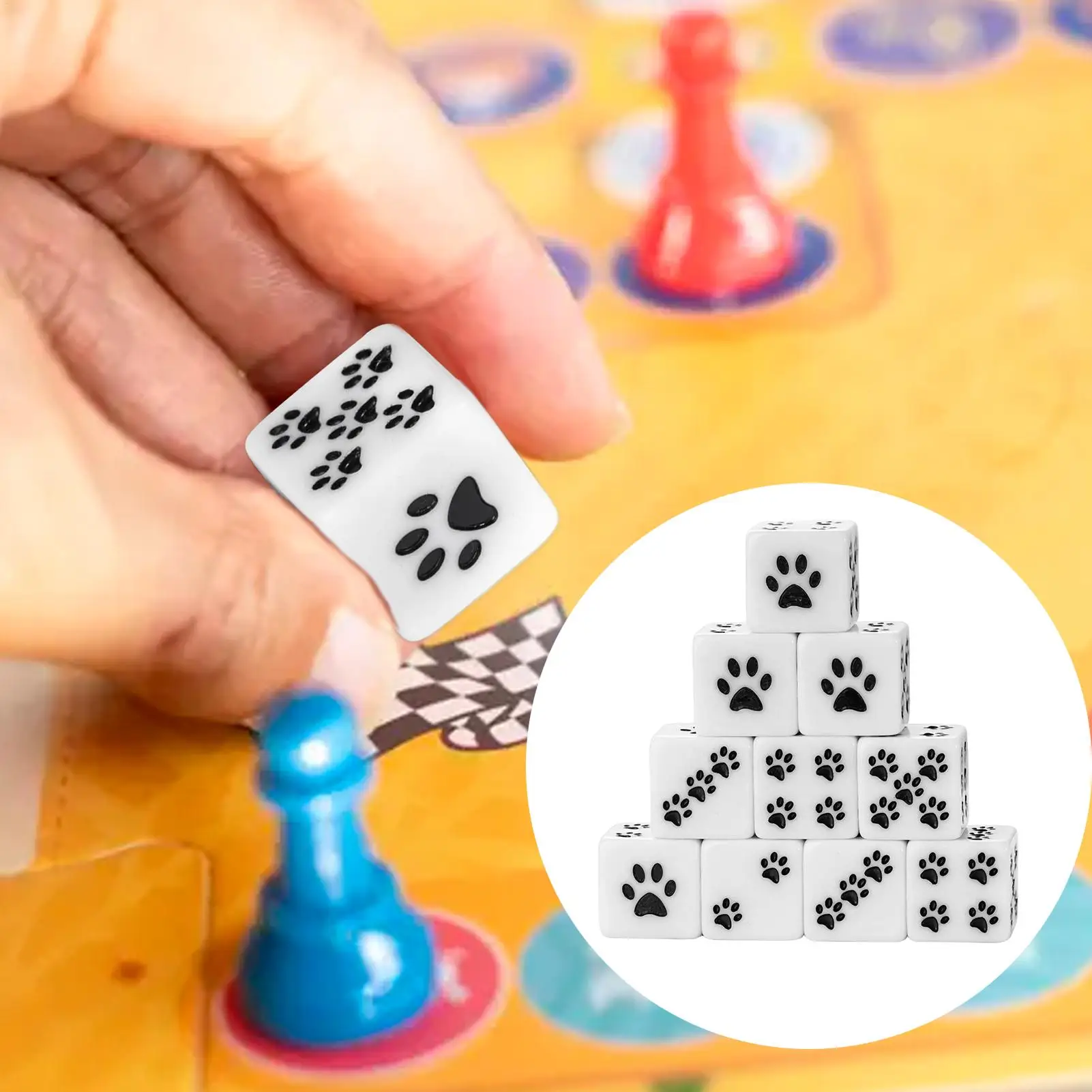 لعبة الطاولة النرد 10 قطع الكرتون لطيف 6-الوجهين القط باو نمط مجلس لعبة النرد للتخييم المنزل نزهة عنبر السفر الأسرة #3
