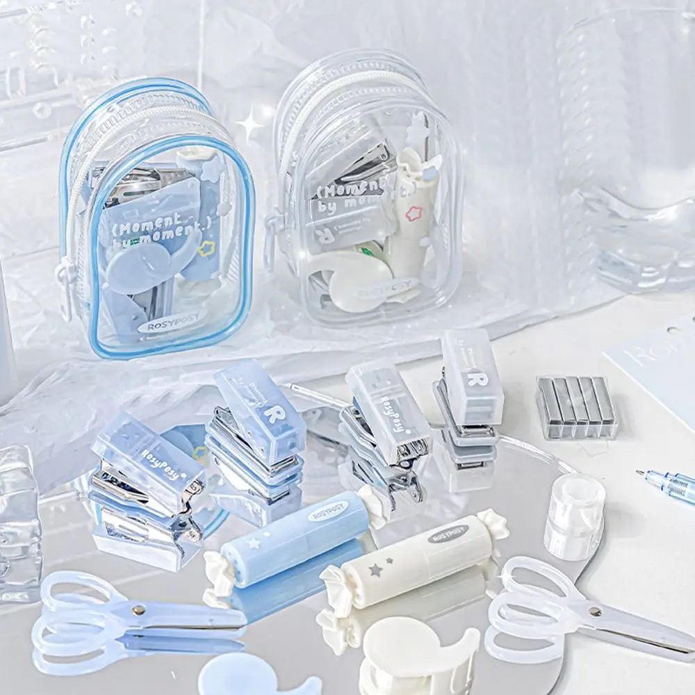 Korean Portable Mini Punch Stapler Kit DIY Crafts INS Scrapbook Tools Set Handcraft Punch Machine Kit Albums