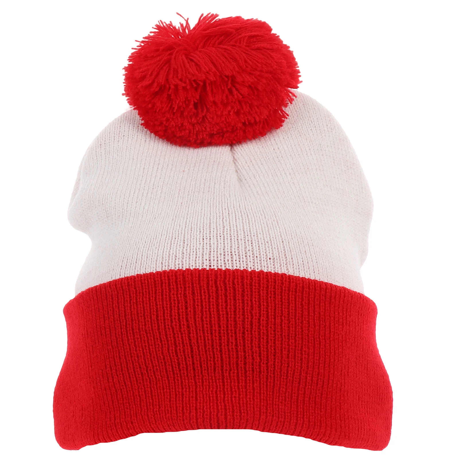 

1Pcs Red White Two Tone Wool Knit Winter Hat Christmas Color Match Beanie Warm Cap Outdoor Wear Knitted Hat