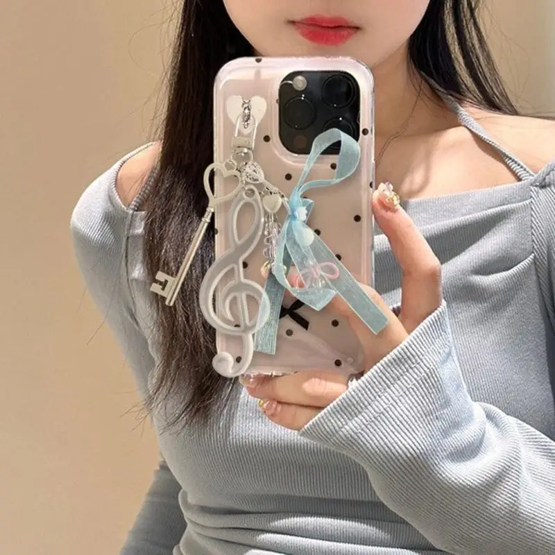 Creative Musical Note Keychain Bowknot Music Symbol Keyring for Women Men Handbag Backpack Pendant Theater Souvenir Gifts