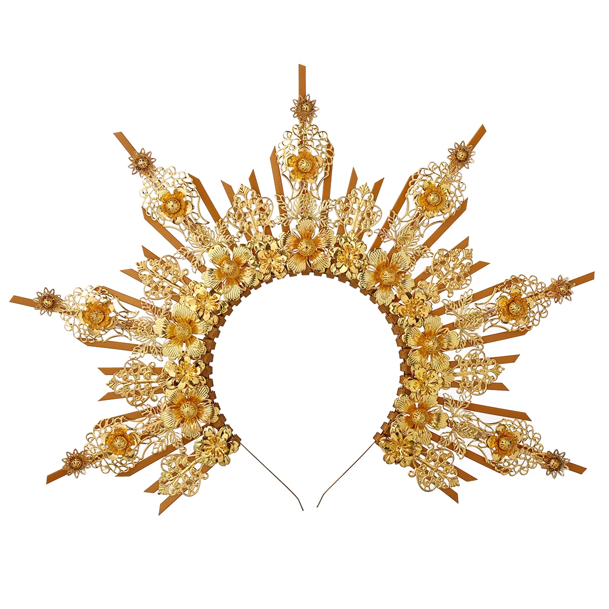 ゴシックヘイロークラウンロリータヘッドバンドハロウィンヴィンテージ太陽の女神バロックヘイローかぶと