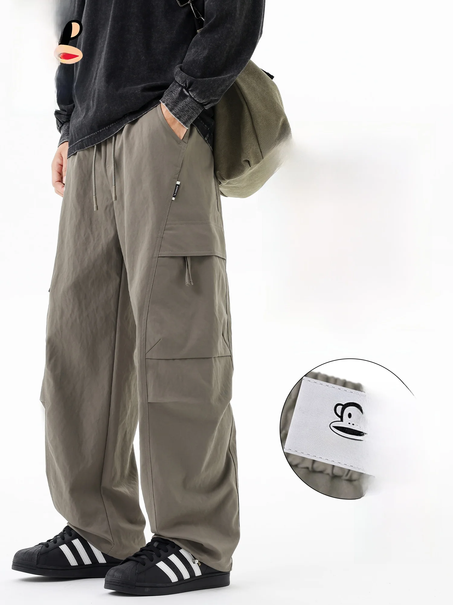 

Зимняя утепленная рабочая одежда PaulFrank, повседневные брюки, мужские свободные брюки с прямыми штанинами, брюки на флисовой подкладке, удобный крой