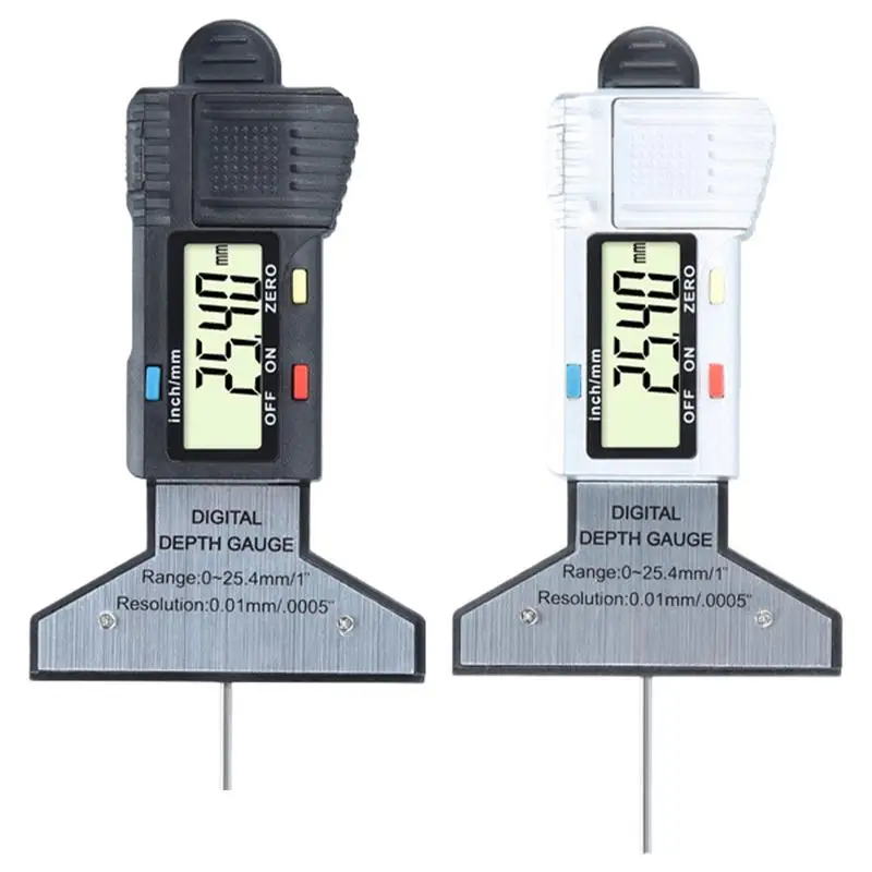 

Датчик глубины шин Датчик глубины резьбы шины Диапазон 0-25,4 мм Разрешение 0,01 мм Измеритель износа Ручной ЖК-дисплей Измерительный инструмент для