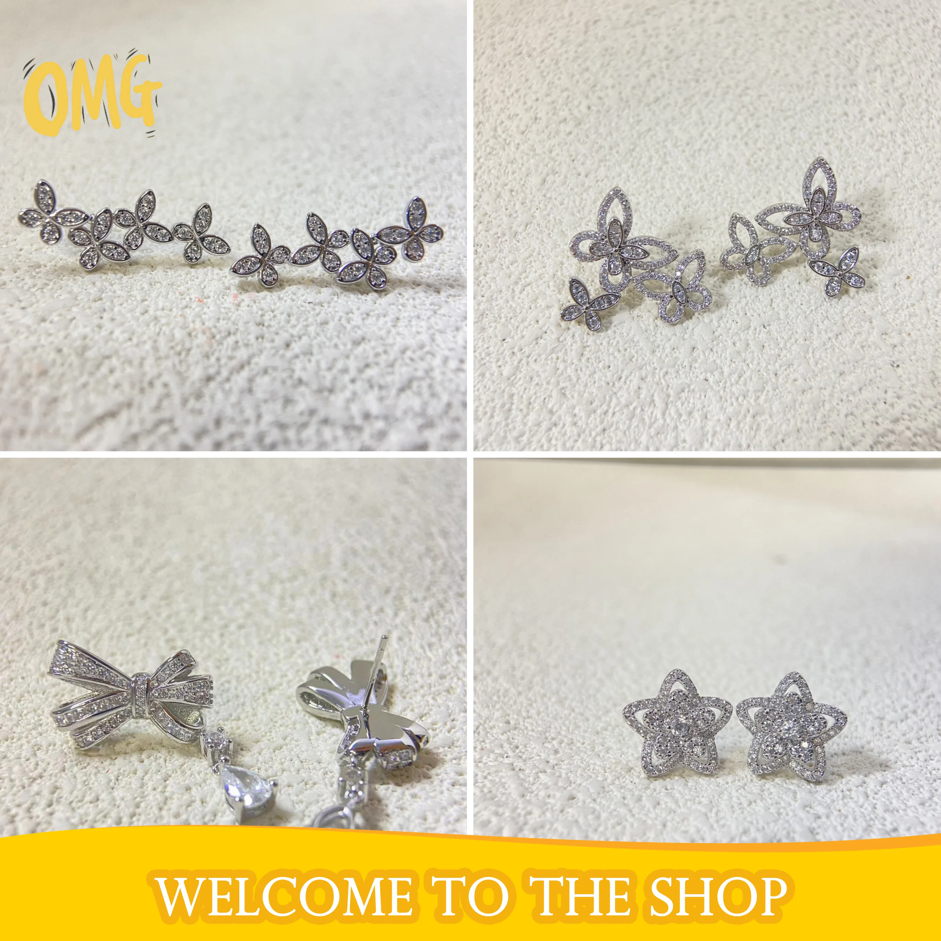 

2025 925 Silver Classic Fashion Trendy Butterfly Flower Pattern Stud Earrings Versatile and Popular Jewelry