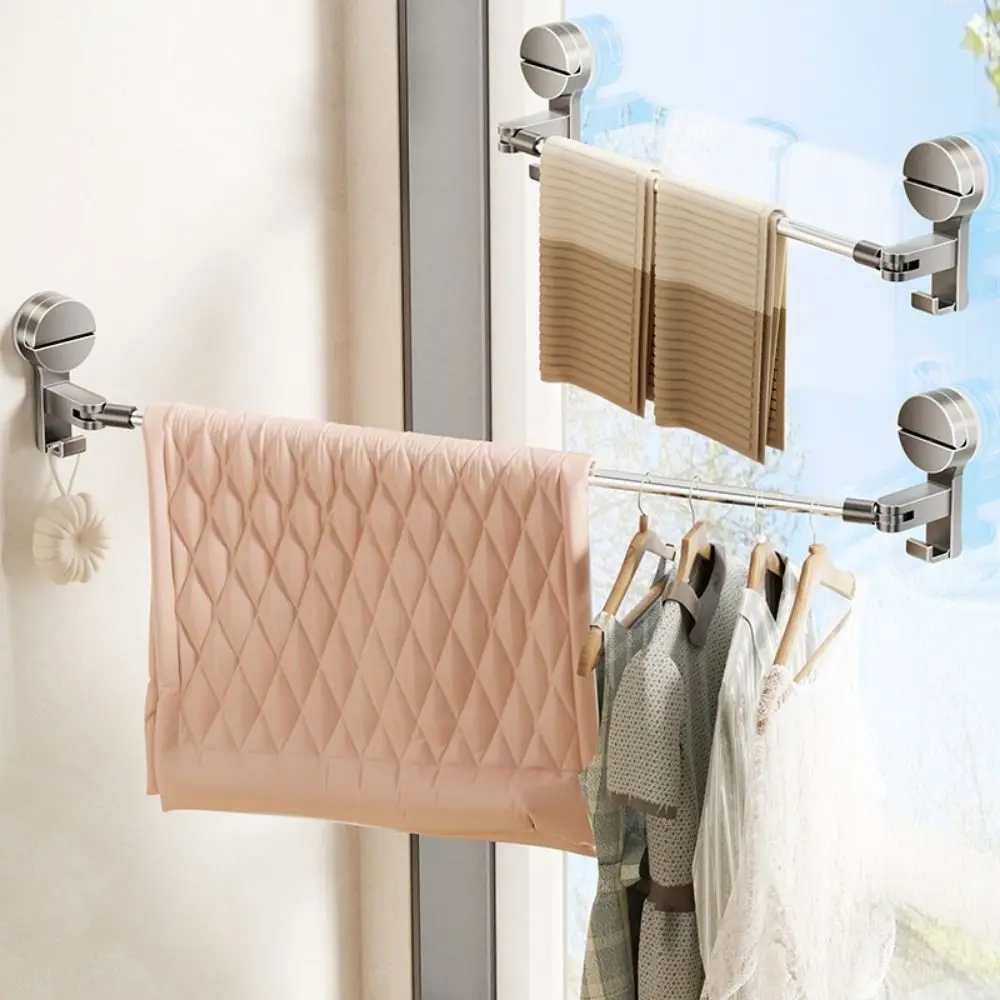 

Retractable Suction Cup Towel Holder Wall-Mounted Stainless Steel Suction Cup Towel Bar Waterproof Punching-Free