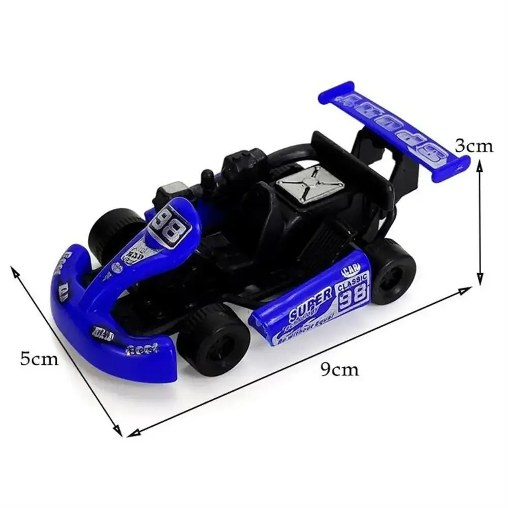 Mini jouet de voiture en plastique pour enfants, dos nervuré, coloré, dessin animé, modèle de course, Kart, voiture de course pour garçons, document aléatoire, 1 pièce