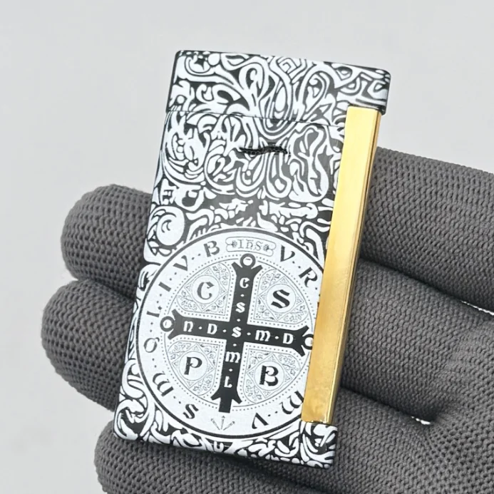 Side Push Jet Flame Lighter Metal Windproof Butane Gas Refillable Lighter Portable Cigar Cigarette Lighter Men Smoking