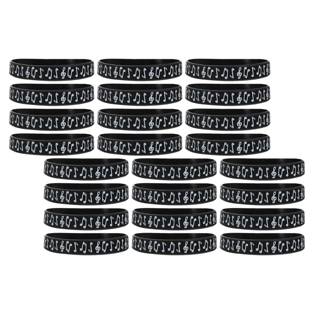 

24Pcs Music Note Silicone Bracelets Music Party Favors Colorful Wristbands Event Accessories Rock Concert Dance