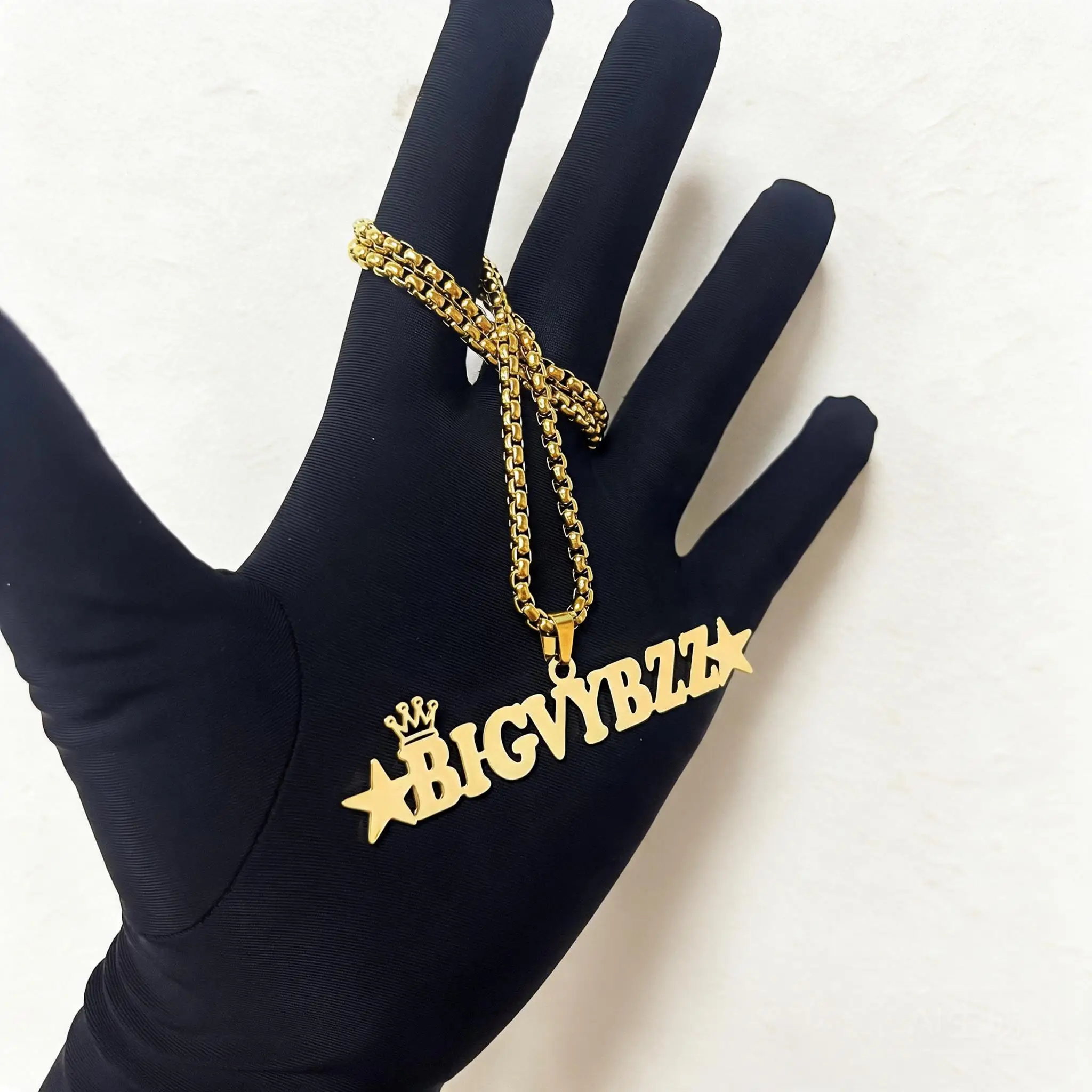 Luxury Personalized Diy Cut Stainless Steel Name Pendant Necklace For Men Thick Chain Jewelry Available In Gold And Rose Gold