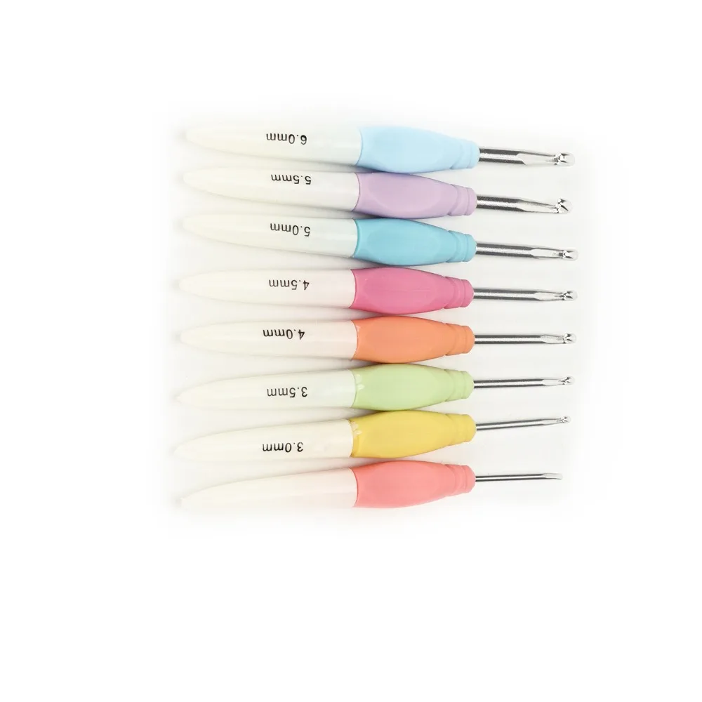 8Pcs Durable Soft NonSlip Grip Crochet Hooks Set Plastic Crochet Hook Kit Knitting Crochet Needles Hair Styling