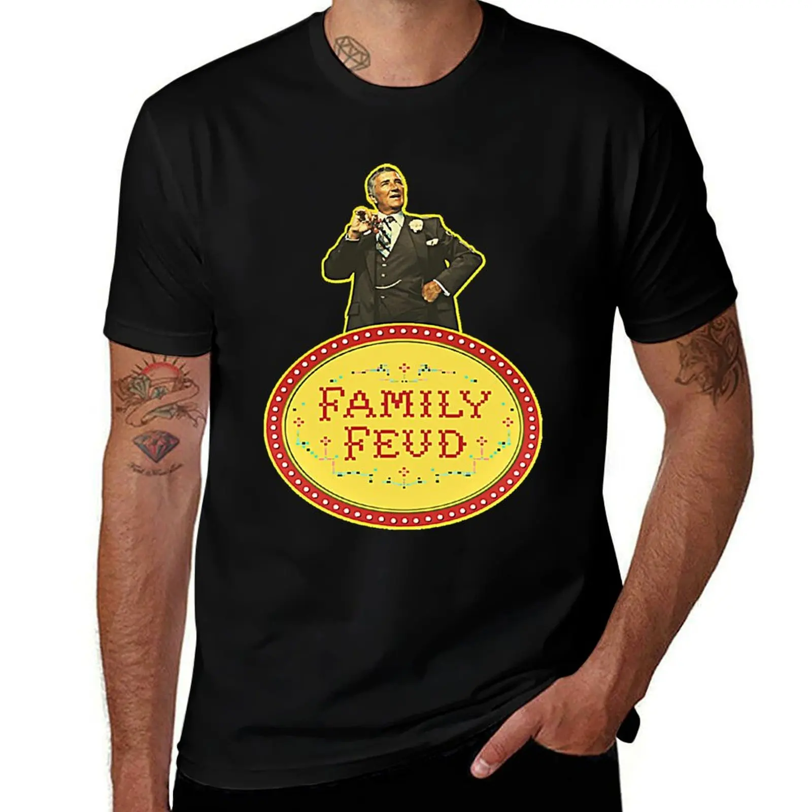 Family Feud Richard Dawson T-Shirt Vintage Print Crew Neck Tee T-Shirt