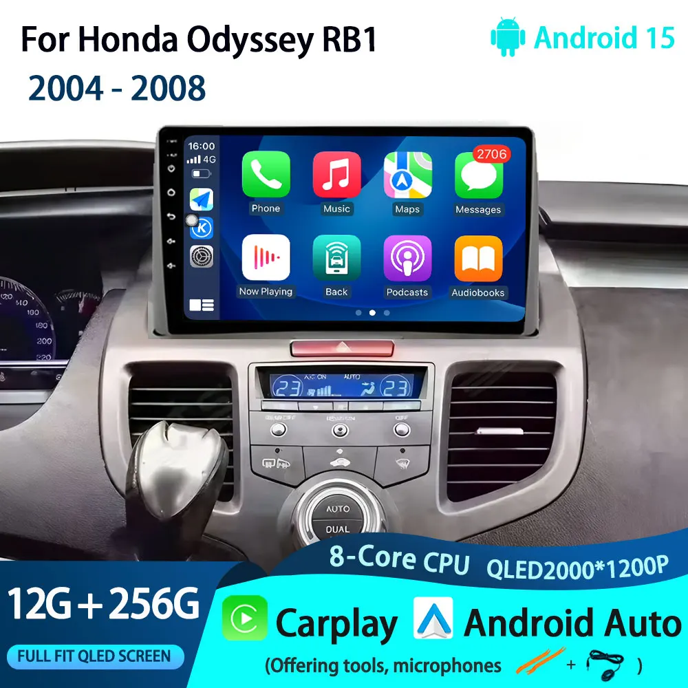 Car Radio For Honda Odyssey RB1  2004 - 2008 Smart Android 15 radio system video player host screen Auto Radio GPS No 2din