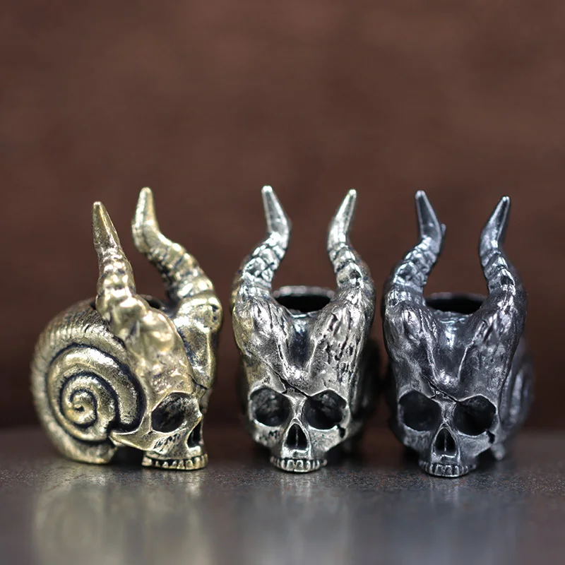 Skull Demon Snail Brass Knife Bead EDC DIY Paracord Woven Bracelet Lanyard Pendant Accessories Outdoor Tool Hangings Charms