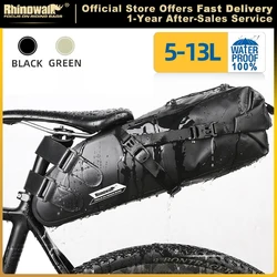 Rhinowalk Bike Saddle Bag Waterproof 5L-13L Large Capacity Foldable Tail Rear Bag Reflective Cycling MTB Trunk Pannier Black