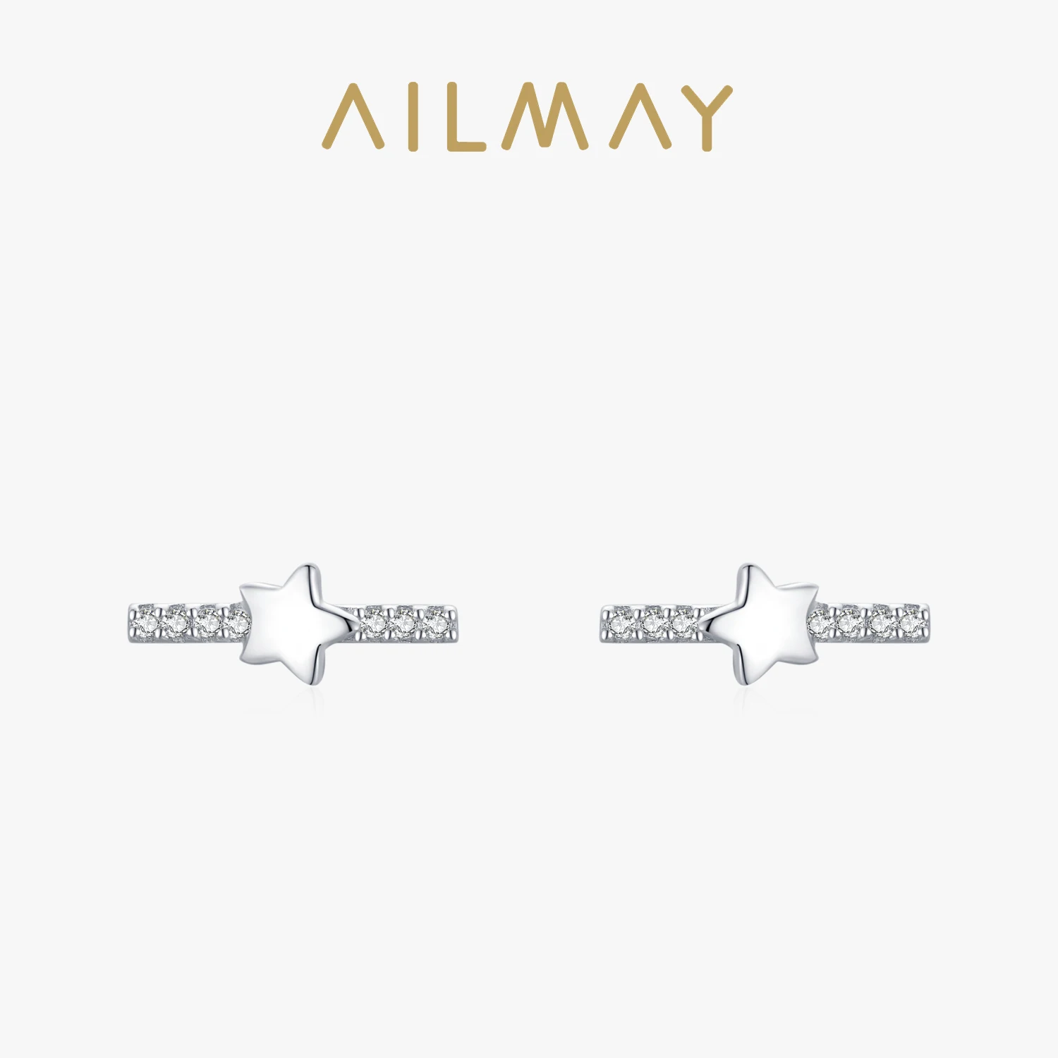 

Ailmay Genuine 925 Sterling Silver Fashion Clear Zircon Star Stud Earrings For Women Wedding Statement Fine Silver Jewelry