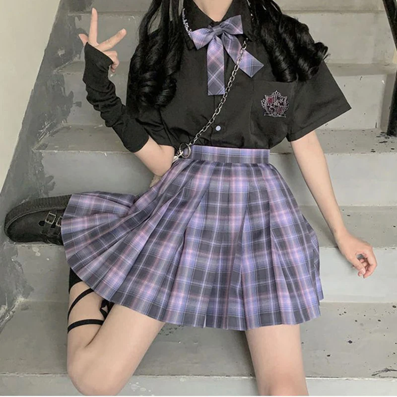 2025 Summer Polar Night Song jk Uniform Plaid Dress Genuine Set Original Summer Girl Plaid Dress Pleated Skirt