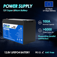 EASUN Outdoor LiFePO4 Battery 50AH 100AH 200AH 12V 24V BMS Recharge able Lithium Bateria Pack for Camping Car Solar No Tax