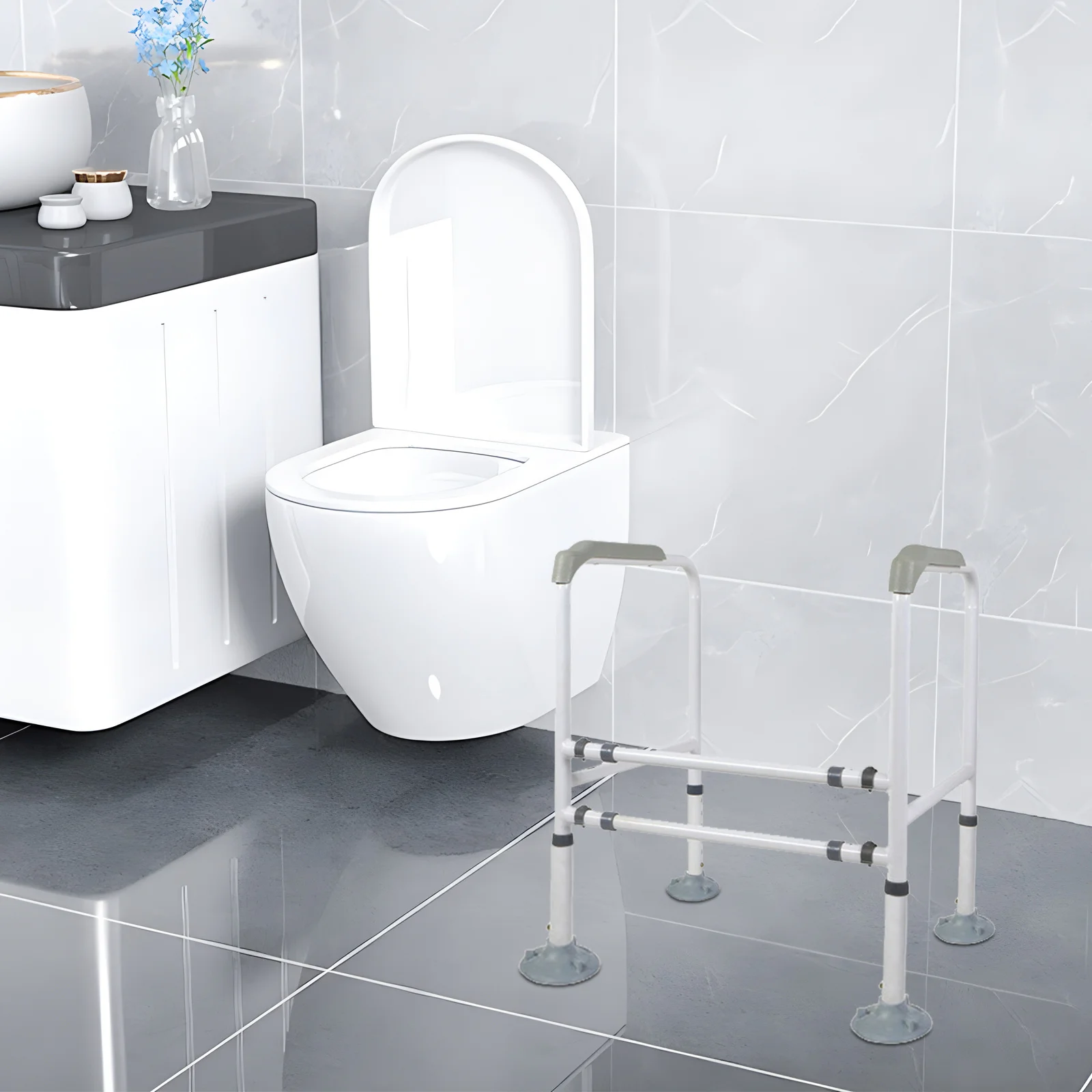 

Toilet Handles Sucker Rubber Feet Pad Gray Non Slip Easy Clean Detachable Furniture Legs Accessories Shower Chair Replacement