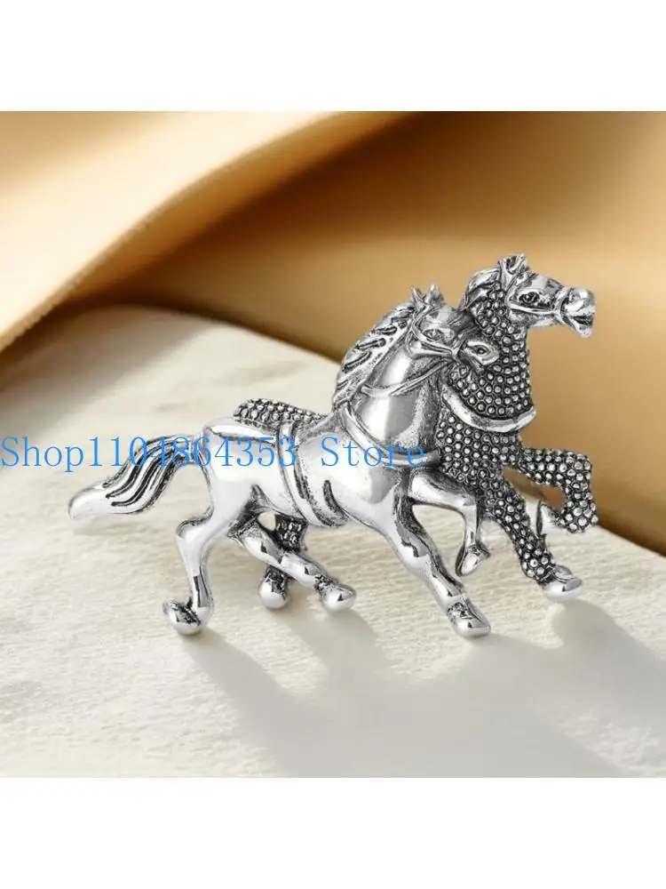 652F Artistic Double Horse Metal Pin Combines Fashion With Cultural Symbolism Jewelry Metal Accessory Gift For Her Him