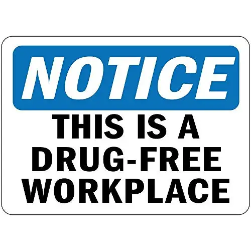 Notice This is A Drug Free Workplace Wall Poster Tin Sign Vintage BBQ Restaurant Dinner Room Cafe Shop Decor