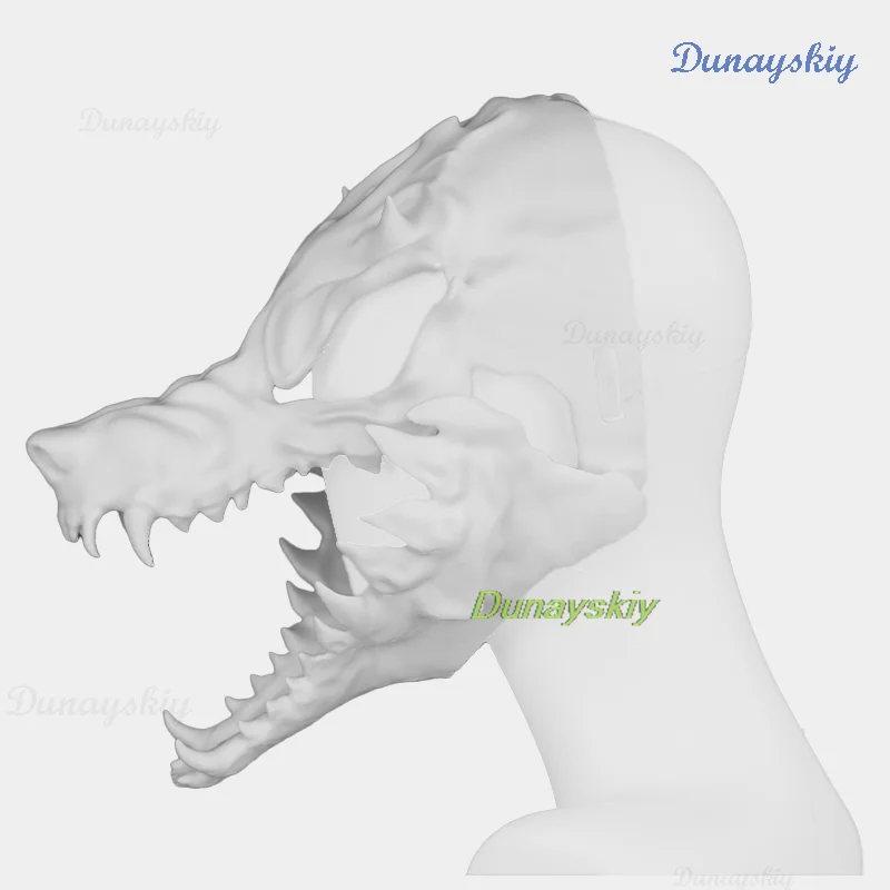 현실적인 스타일 동물 모피 수트 개 해골 키구루미 모피 마스크, 무서운 머리 3D 인쇄 캡슐, 할로윈 DIY 소품 코스프레 헤드셋