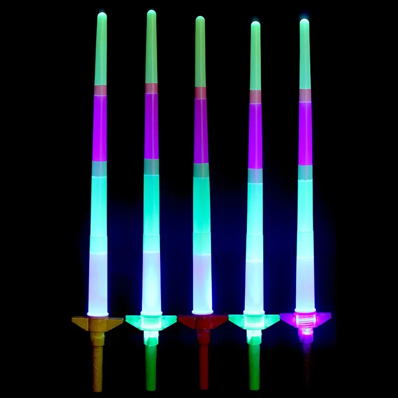 Retractable Glow Sticks for Children, 4-section Glow Sticks, Birthday Party Gifts, Toys for Kids