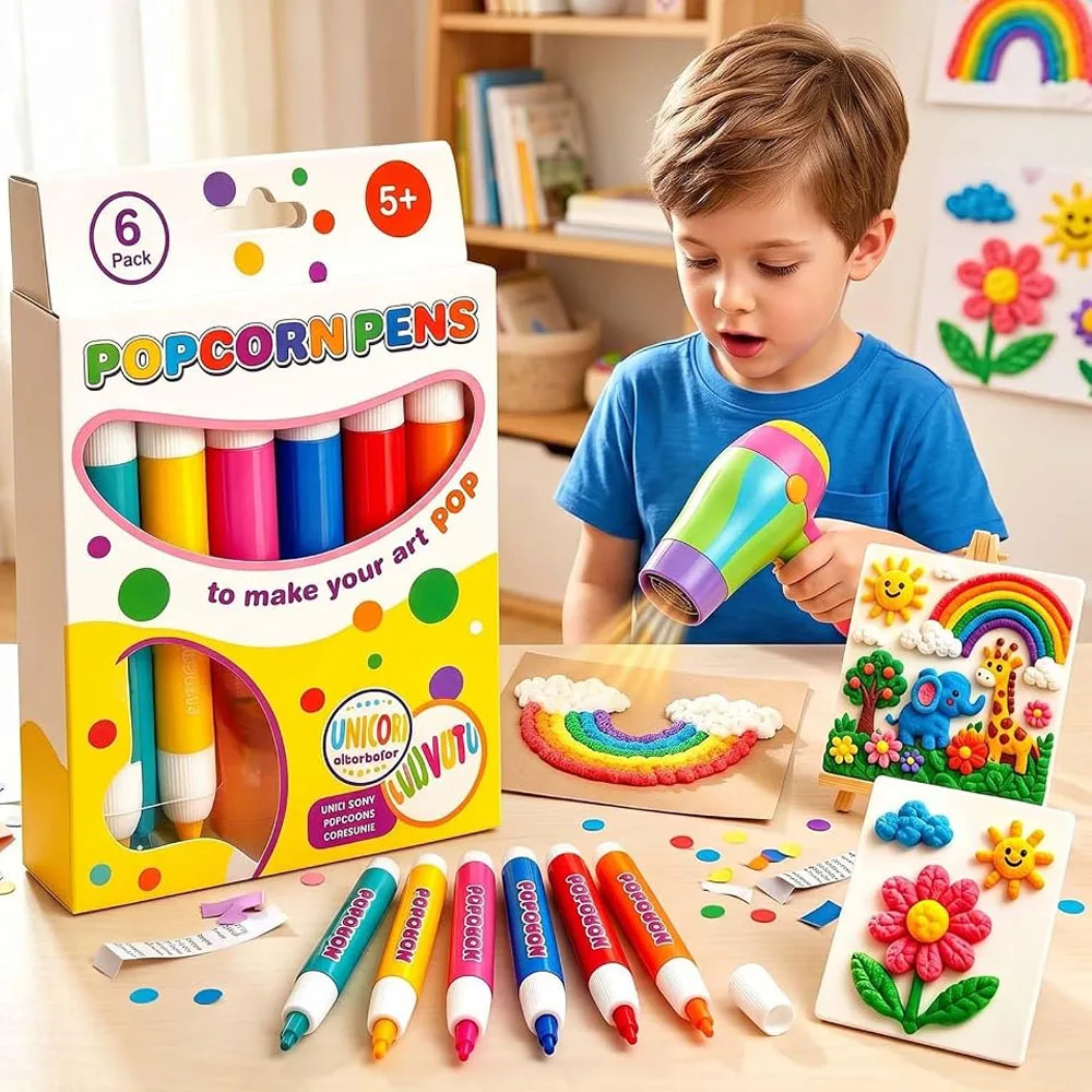 Bubble Popcorn Painting Pen 3D Bubble Drawing Pen Heat Activated Puff Paint Raised Texture Craft Tool For DIY Artwork Greeting