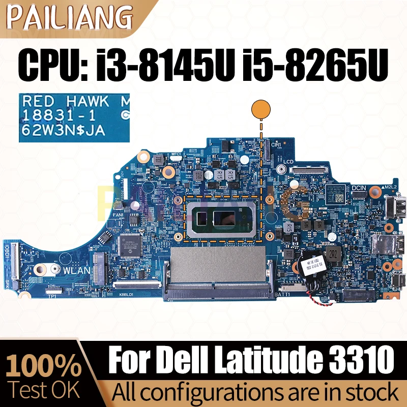 

I3-8145U для Dell Latitude 3310 I5-8265U 18831-1 06F026 06F881 DDR4, материнская плата для ноутбука, полностью протестирована