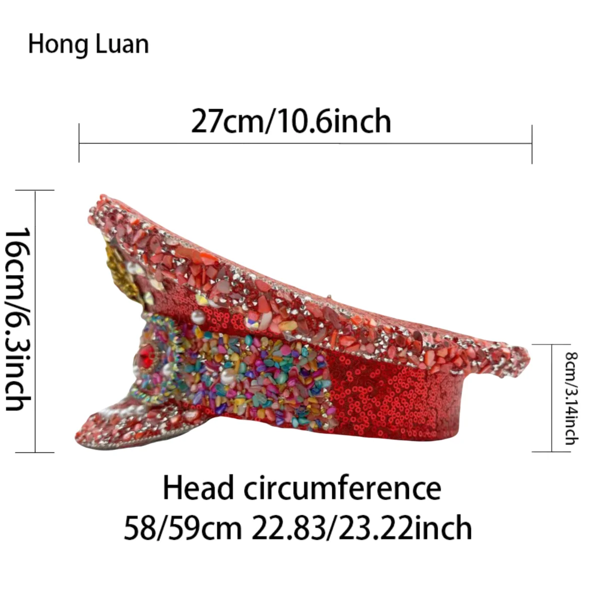 HongLuan – chapeau de capitaine à boucle en cuir jaune Laser, casquettes militaires et strass pour femmes, accessoires de Festivals Rave et casquette de fête pour hommes