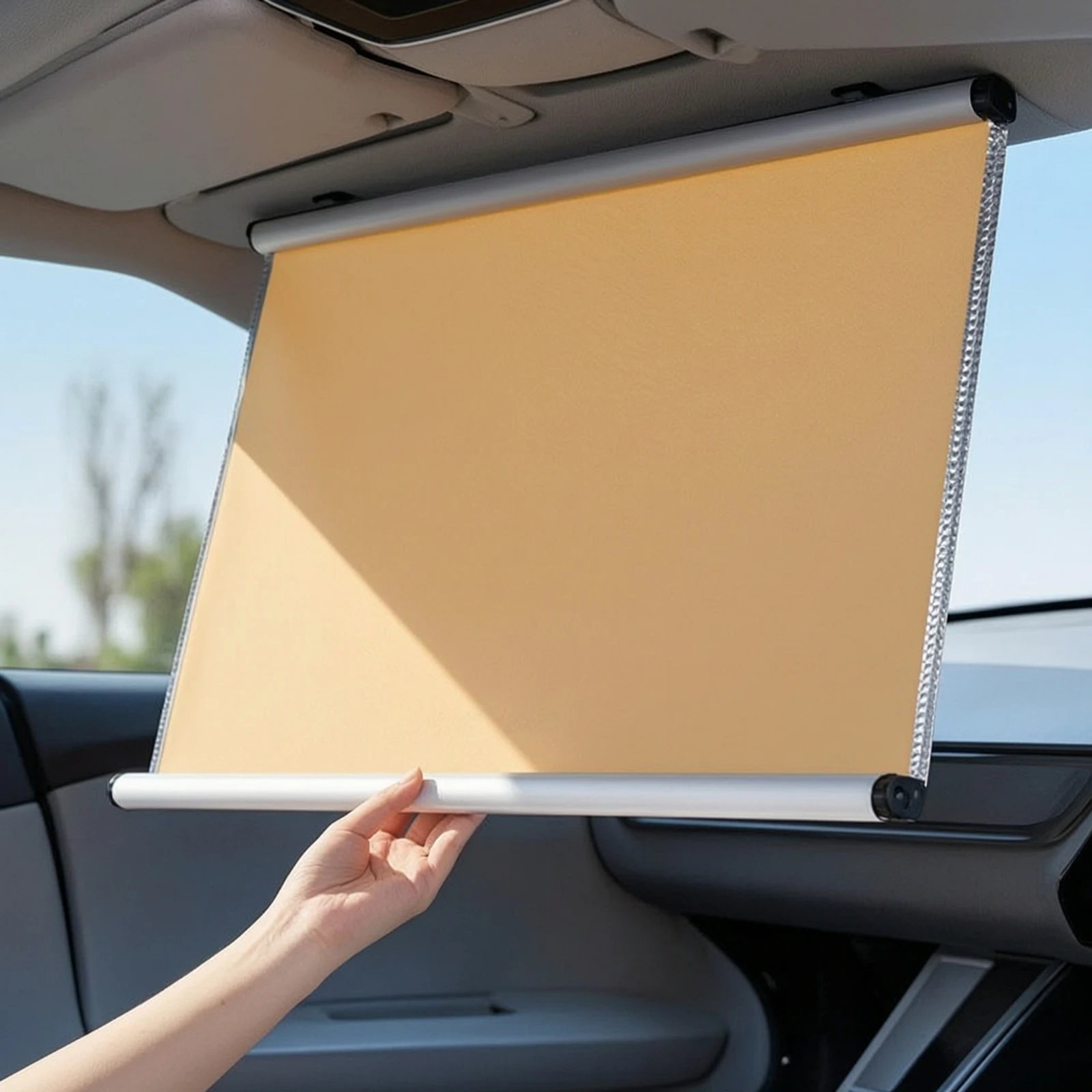 Car Window Sun Shade Retractable Car Window Shade with Suction Cups Roller Sunshade No-Drill Cooler for Drivers, Vehicle Glass