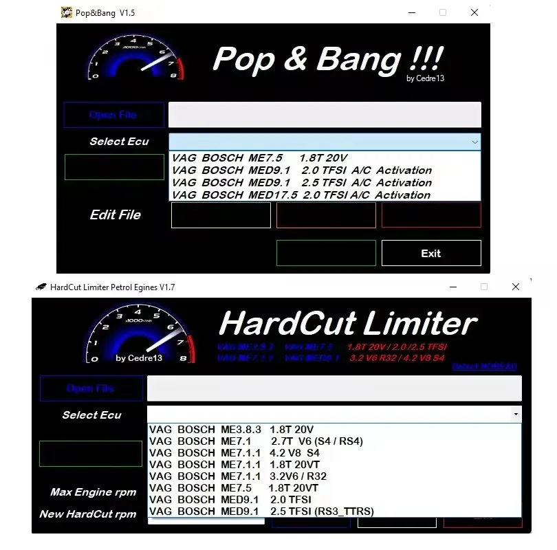 ECU Software 6 IN 1 Pops and Bangs + New HardCut Limiter Diesel +Petrol Engines + HARDCUT LIMITER VMAX+ HotStartr + QLaunchr