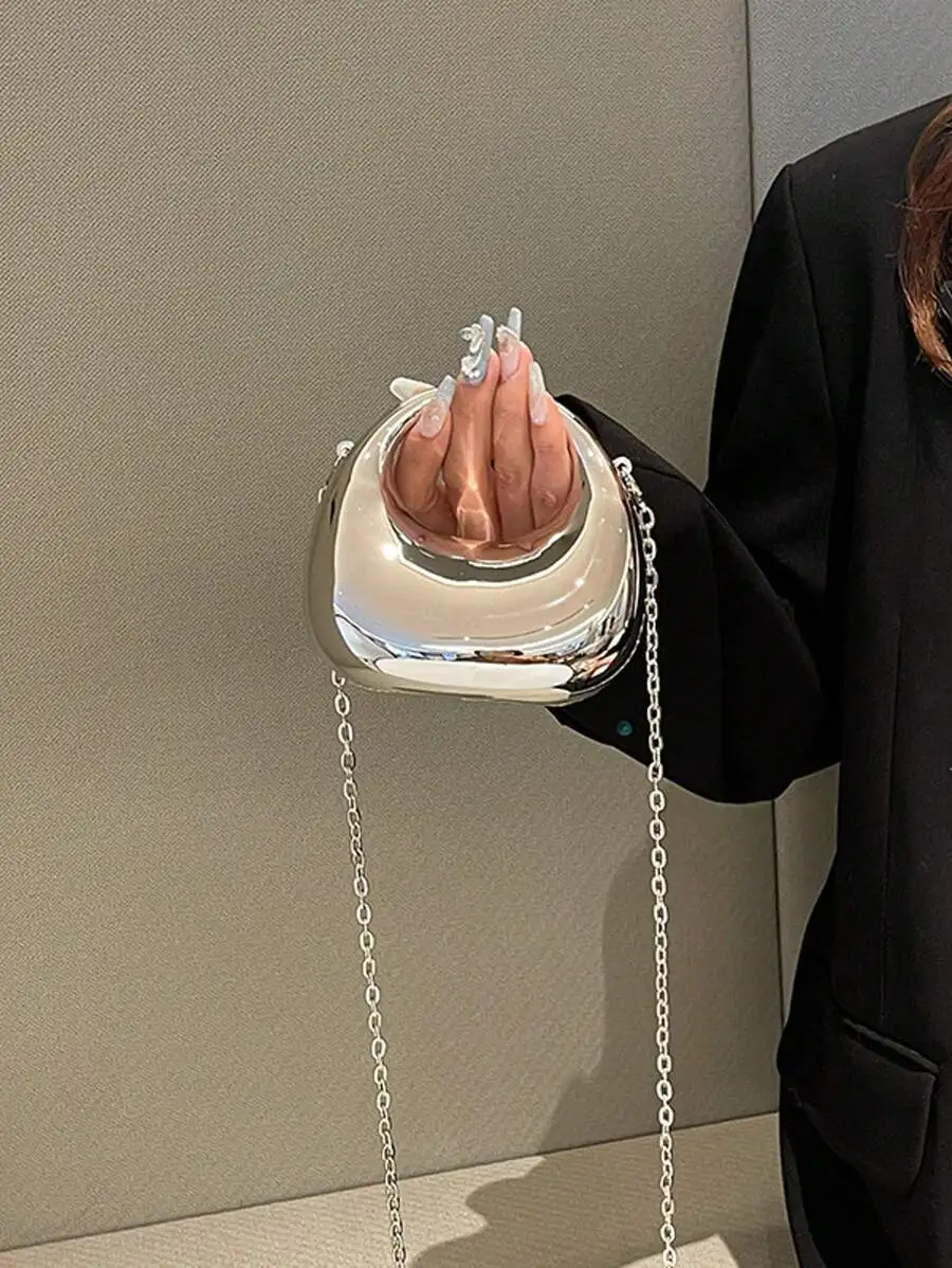 

Shiny Acrylic Mini Crossbody Bag with Chain Strap for Women