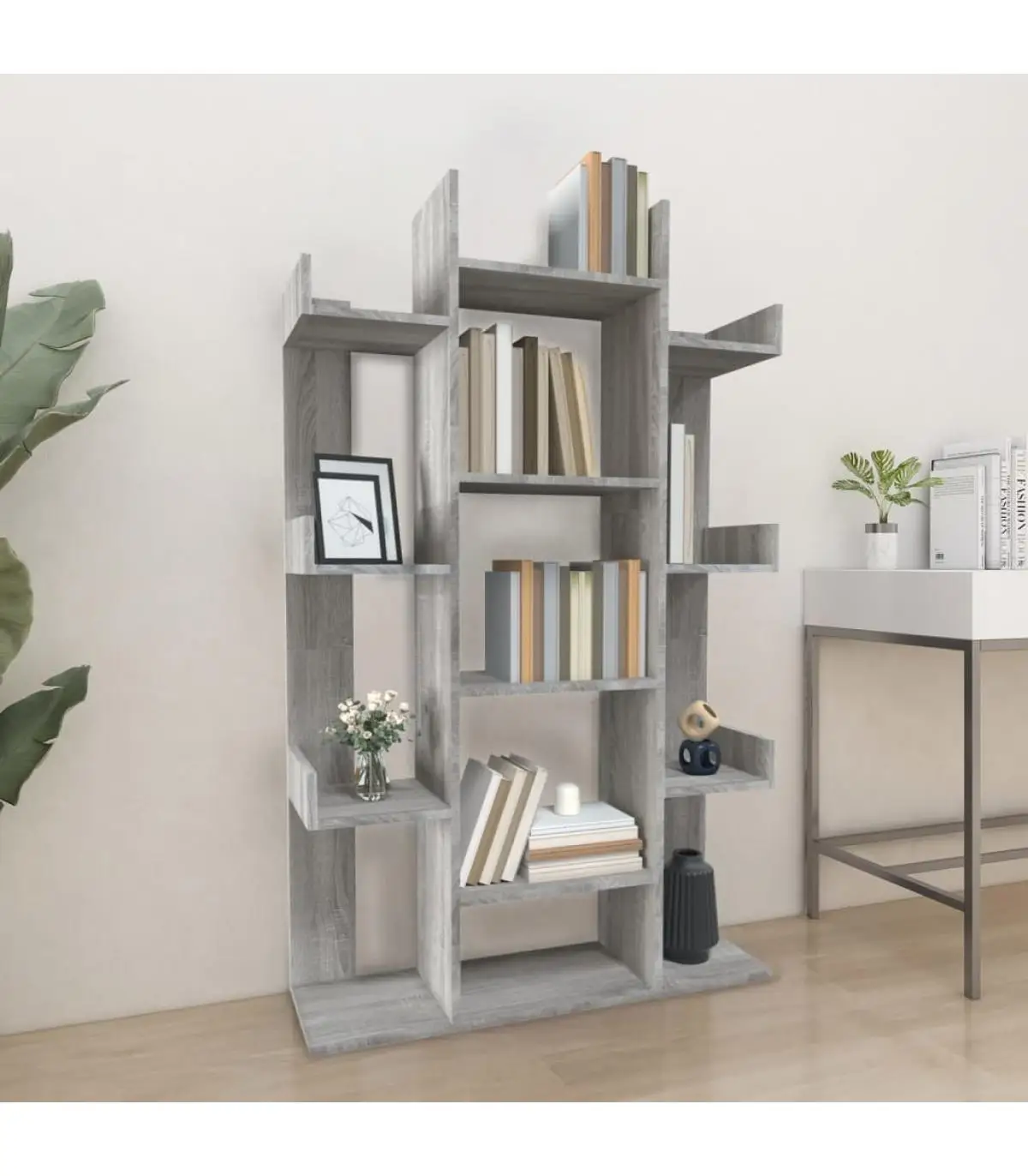 Bookcases and shelves shelving gray plywood Sonoma 86x25,5x140 cm