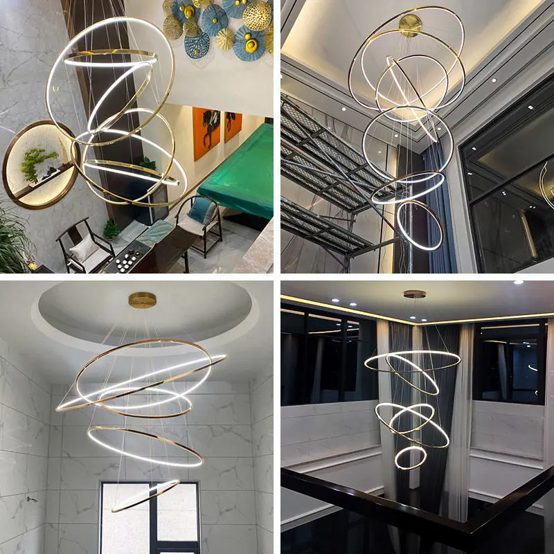 2023 NEW Modern Led Ceiling Chandelier For Villa Living Bedroom Electroplated Golden Long Chandelier Home Attic Decorative Lamps