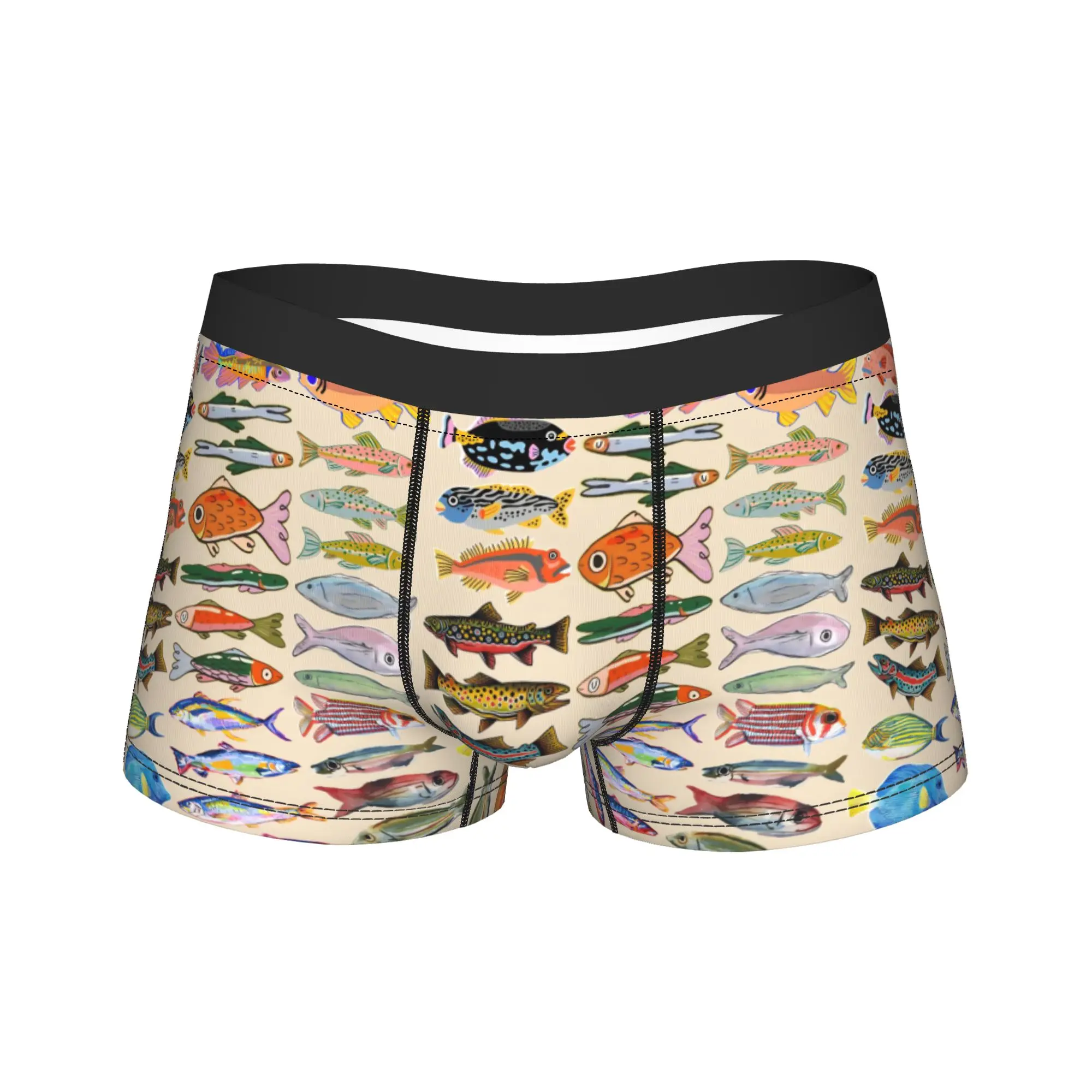 Fish Bait Underwear Colorful Printed Fish Fishing Pattern Printed Trunk Quality Male Panties Sexy Soft Boxer Brief Birthday Gift