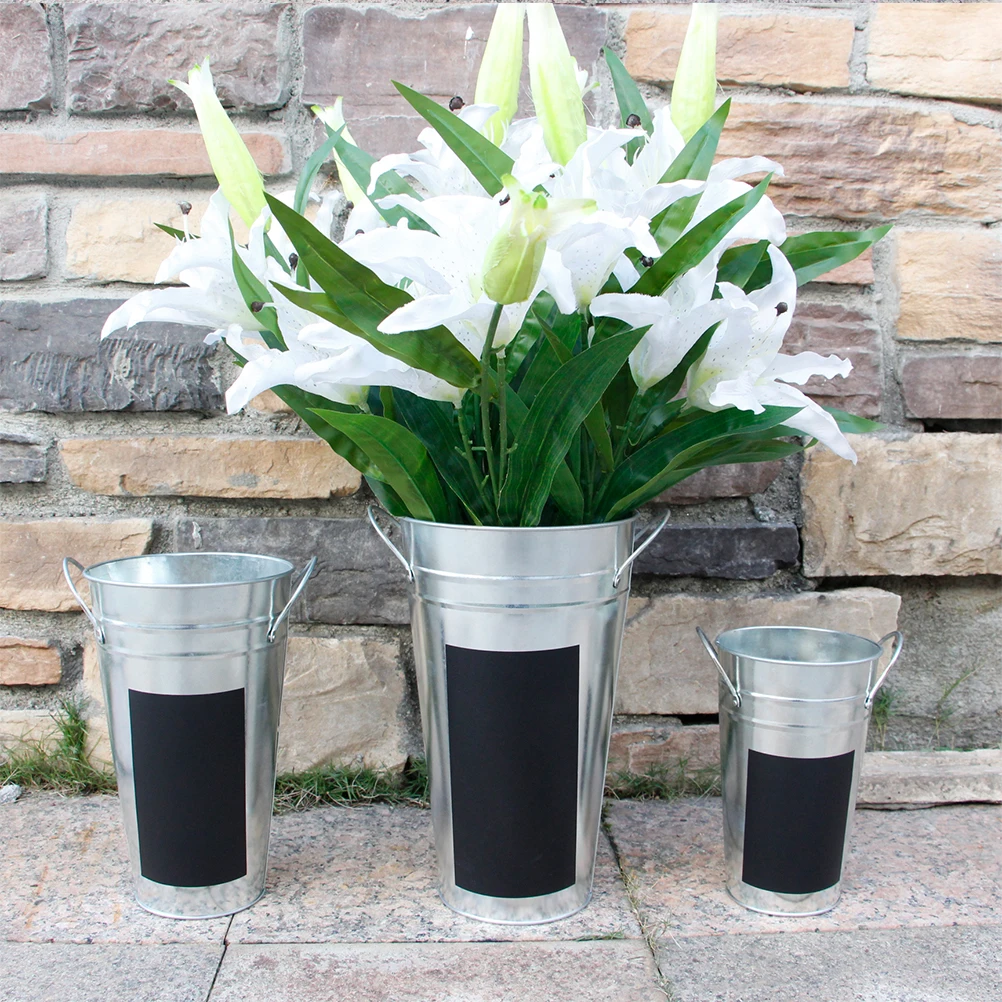 

Waterproof Blackboard Decal Bucket Flower Pot Metal Stand Planter Container Containers Vase Jug Display Tub