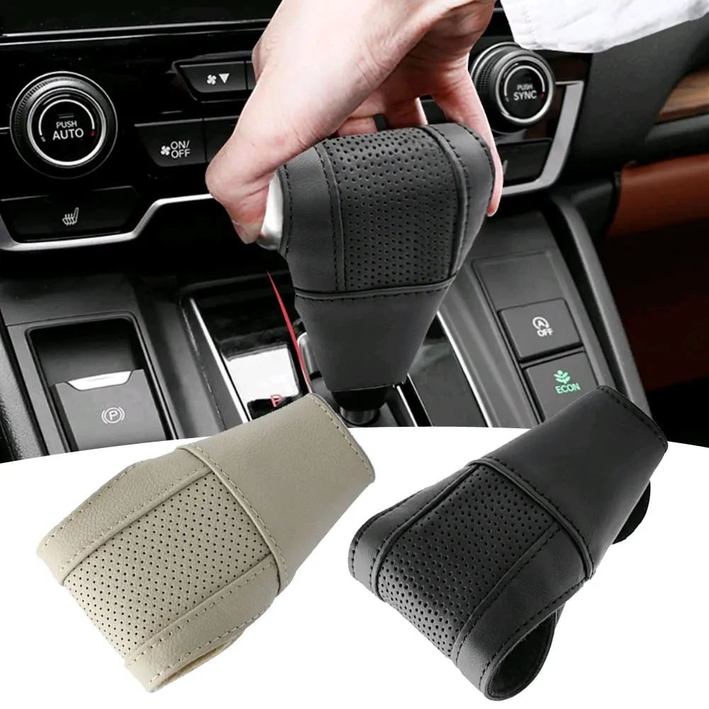 

Car Gear Shift Cover Leather Shift Lever Cover Gearbox Shifter Knob Protector Automatic Transmission Handle Stick Case Styling