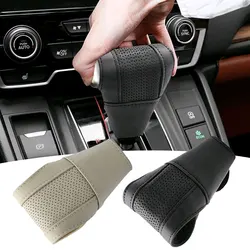 Car Gear Shift Cover Leather Shift Lever Cover Gearbox Shifter Knob Protector Automatic Transmission Handle Stick Case Styling