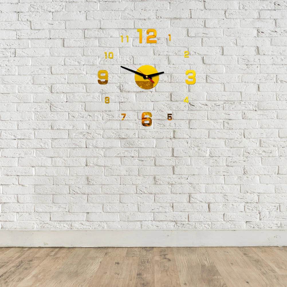 

Large Frameless Wall Clock Modern Acrylic Mirror Design Self-Stick Silent Movement Decor Wall Clock for Dining Room Living Room