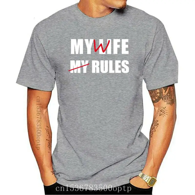 

New My Wife Tshirt Funny Husband Boyfriend Shirt Men Original Joke My Life My Rules Tops 100% Casual Clothes EU Size