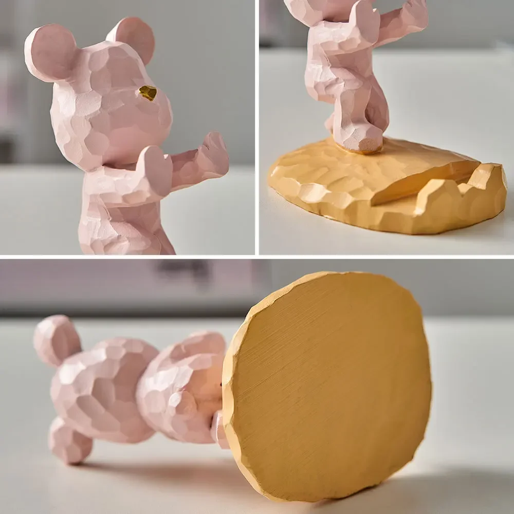 حامل هاتف محمول من الراتنج على شكل دب الدب اللطيف الإبداعي ، حامل هاتف ، ملحقات سطح المكتب والمكتب المنزلي ، حامل محمول ، ديكور مكتبي