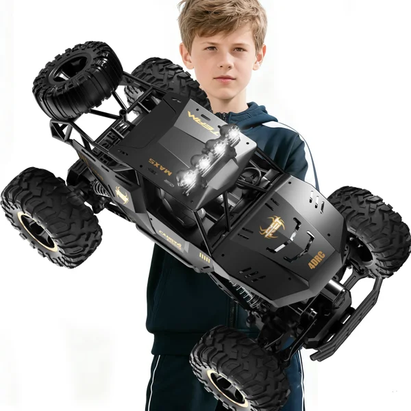 

2026 2 Batteries 1-12 Rock Crawler Rechargeable Off Road Truck 4WD , Metal Shell LED Headlights RC Remote Control Off Road Car