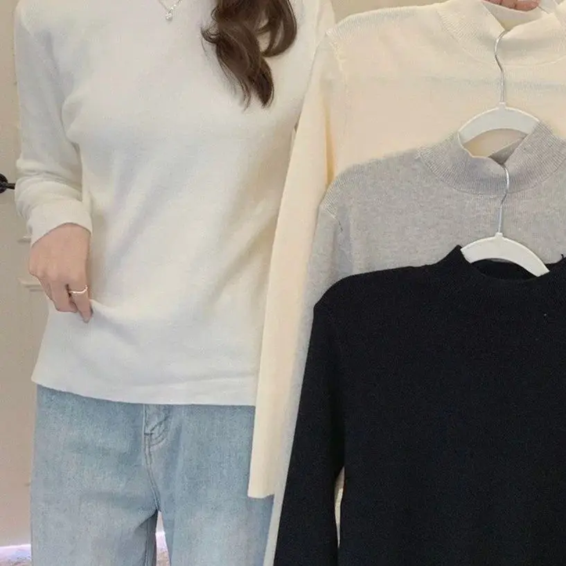 เสื้อไหมพรมคอเต่าสำหรับผู้หญิง สไตล์เกาหลี เนื้อผ้านุ่ม สวมใส่สบาย ใช้เป็นเสื้อตัวในหรือตัวนอกได้ ป้องกันการเกิดขุย เหมาะสำหรับฤดูหนาว ฤดูใบไม้ผลิ และตามฤดูกาล