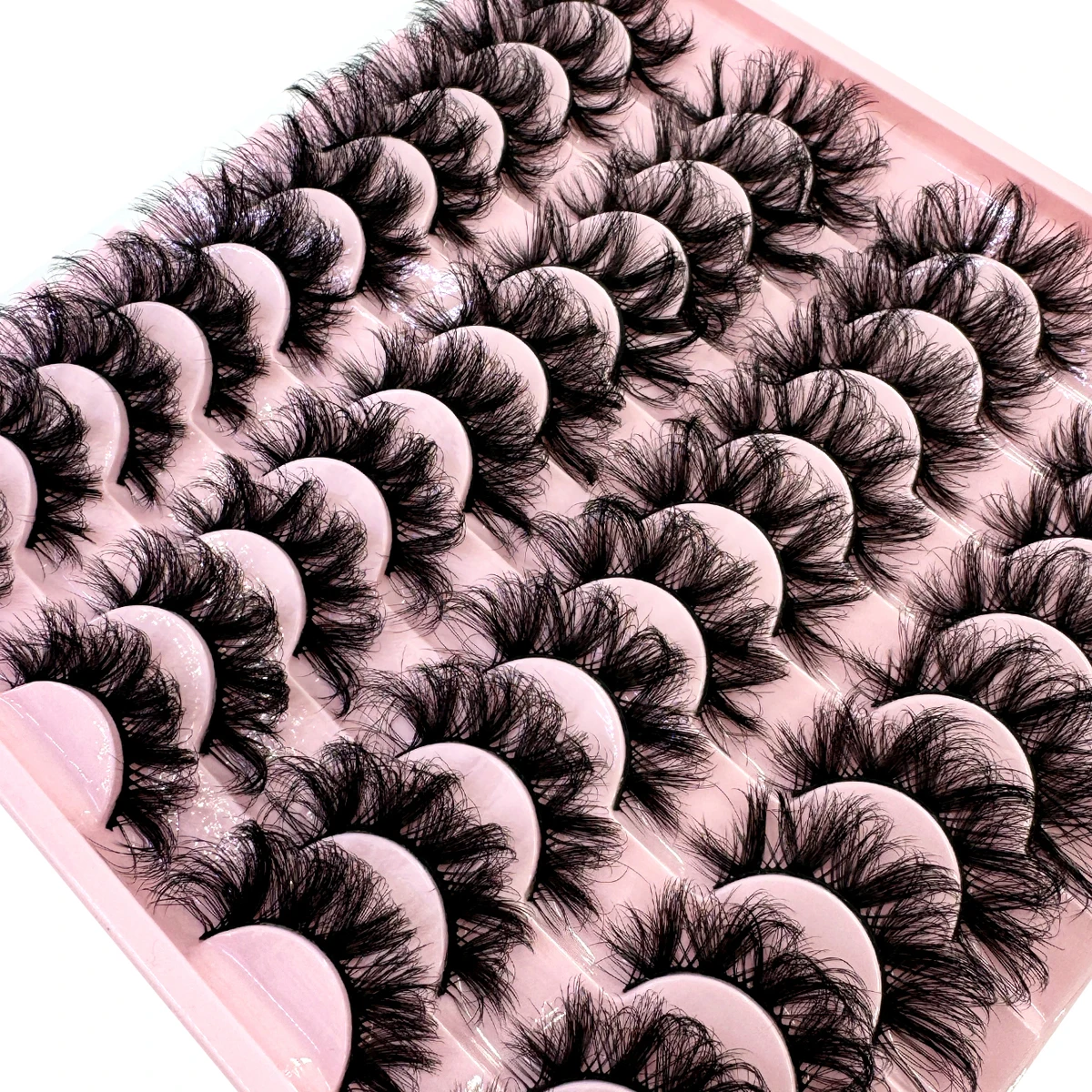 20 pares de pestañas de visón 3D, pestañas de gato, pestañas esponjosas y tenues con volumen, efecto de plumas naturales, banda Flexible ligera, pestañas postizas