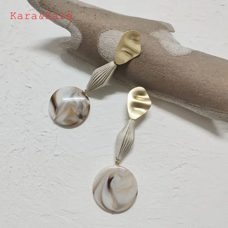 Kara&Kale Fashion Vintage Earrings Acrylic Earrings Beige Beads Handmade Jewelry Boho Style Women's Jewelry Ethnic Style