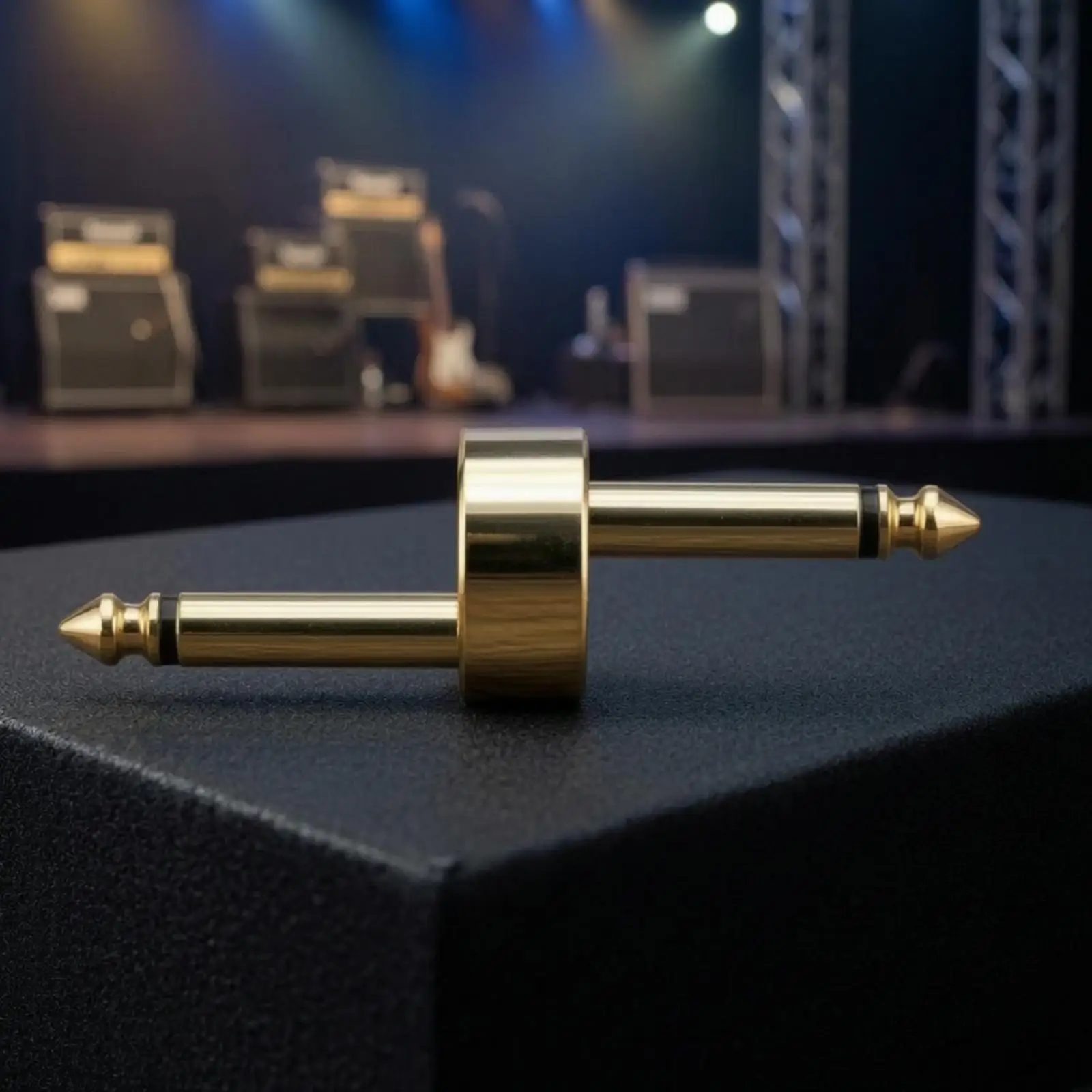 6.35mm Audio Connector Plug Gold Copper Z Style Male Coupler for Guitar Effects Pedal Link with Knurled Grip